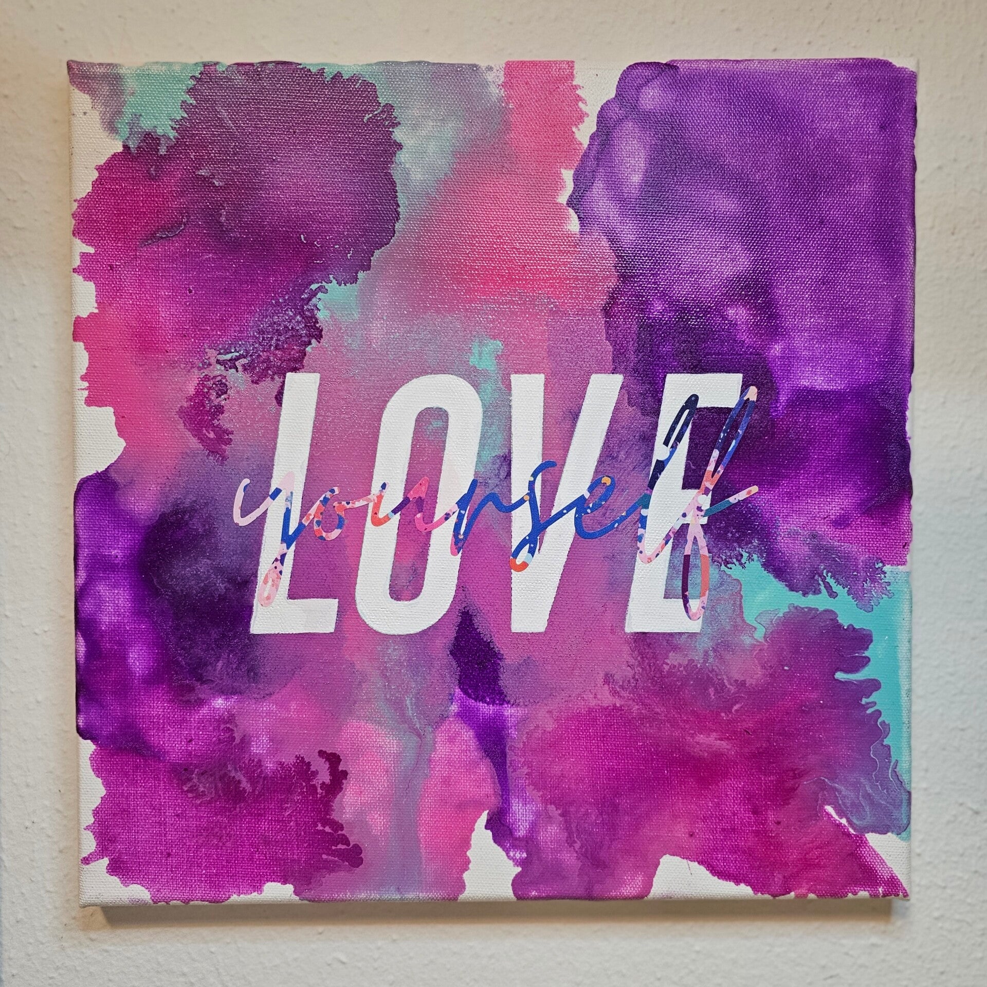 Love Yourself Mixed‑Media Canvas