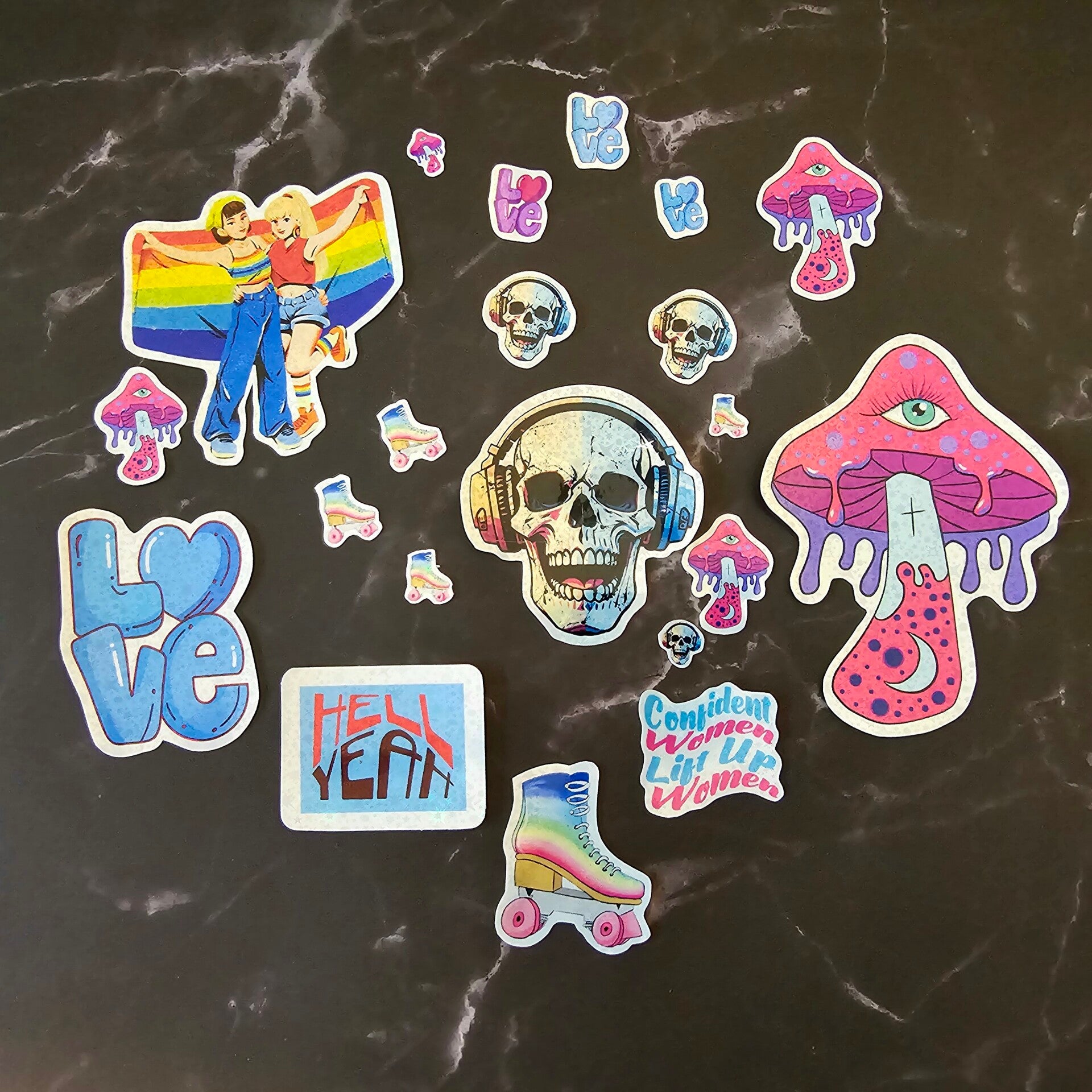 Sam's Signature Confident Women LGBTQIA+ Skater Skull Sticker Pack