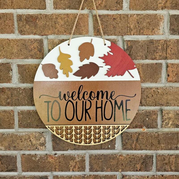 Welcome to Our Home – Autumn Leaf Door Hanger