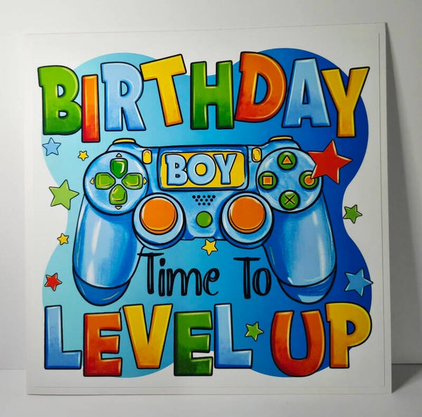 Birthday Boy Time to Level up Card