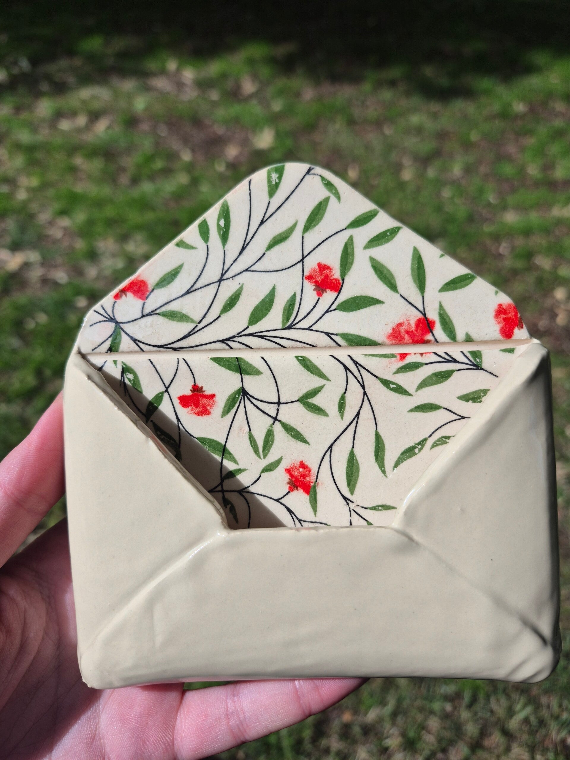 Envelop bloemen rood