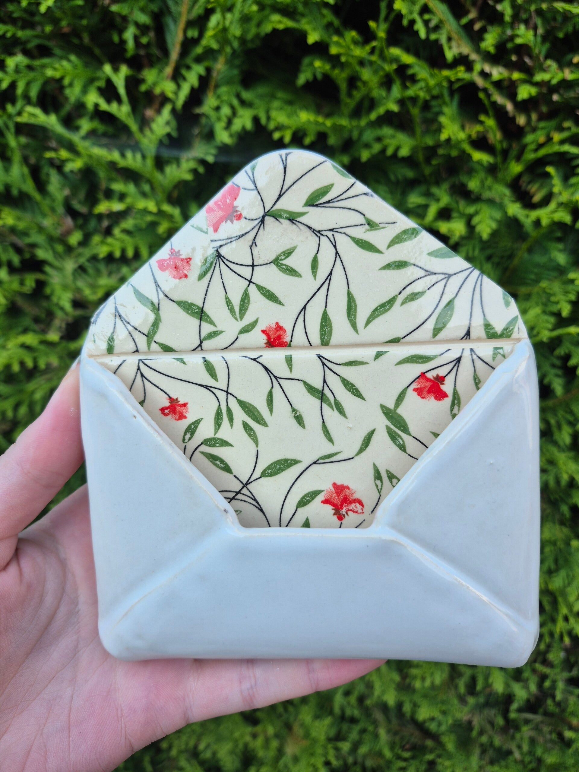 Envelop bloemen rood