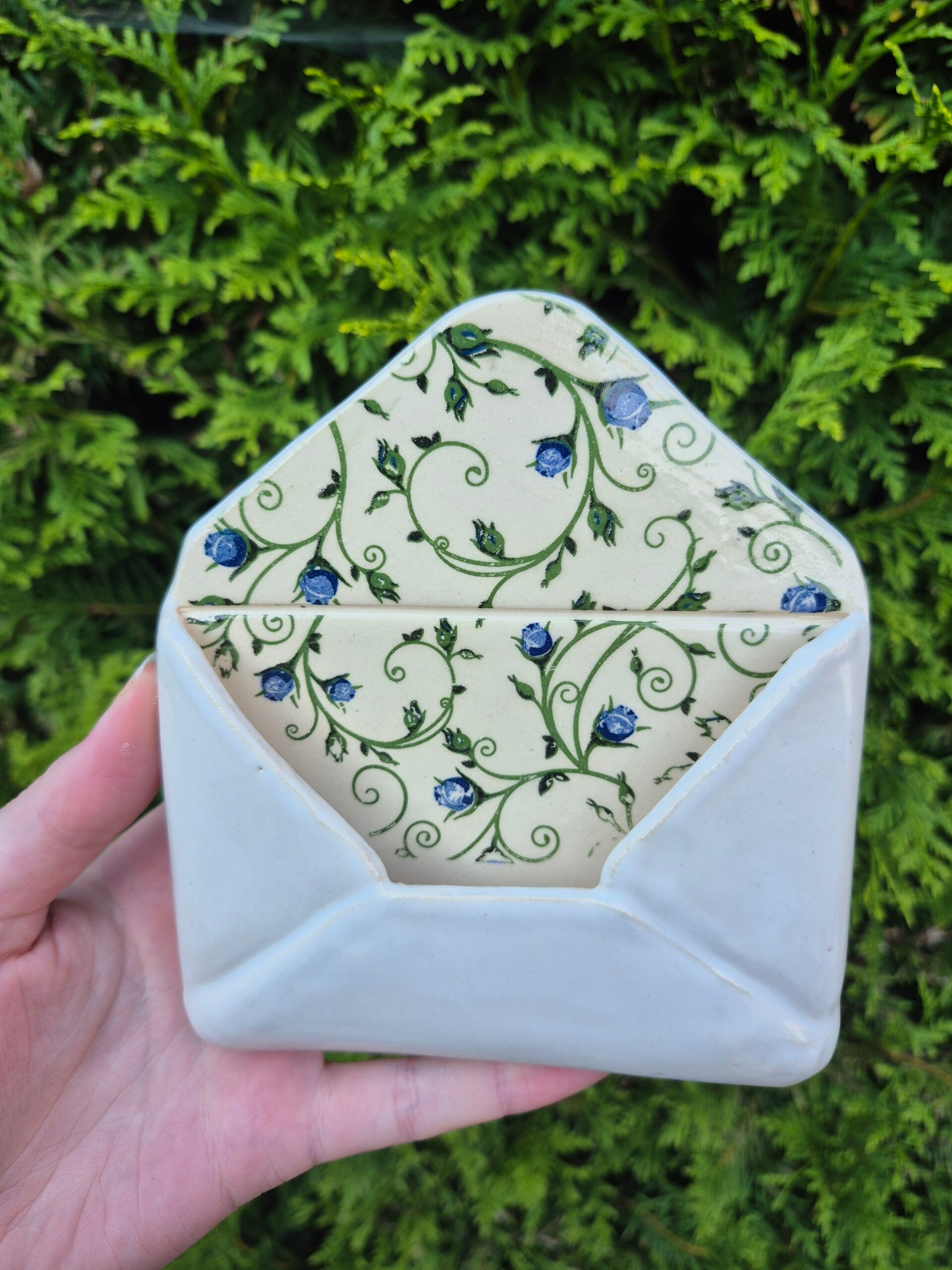 Envelop bloemen blauw