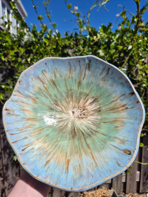 Ronde organische schaal blauw/groen