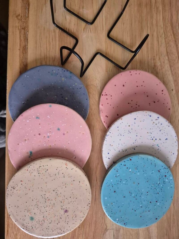 Set van 6 onderzetters multi color #11