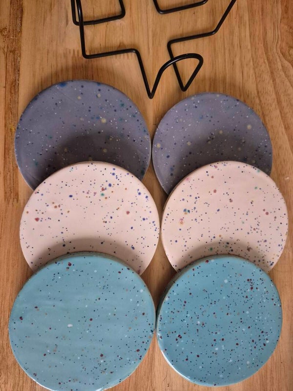 Set van 6 onderzetters multi color #12