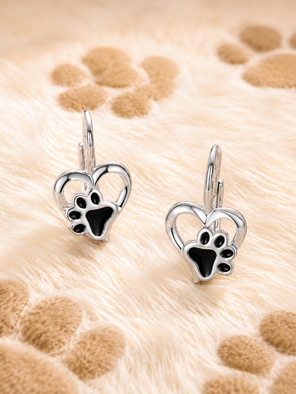 Paw love Heart Hoop Earrings