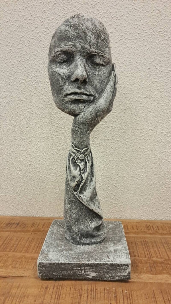 Gezicht op Hand, de Denker, De Berustende