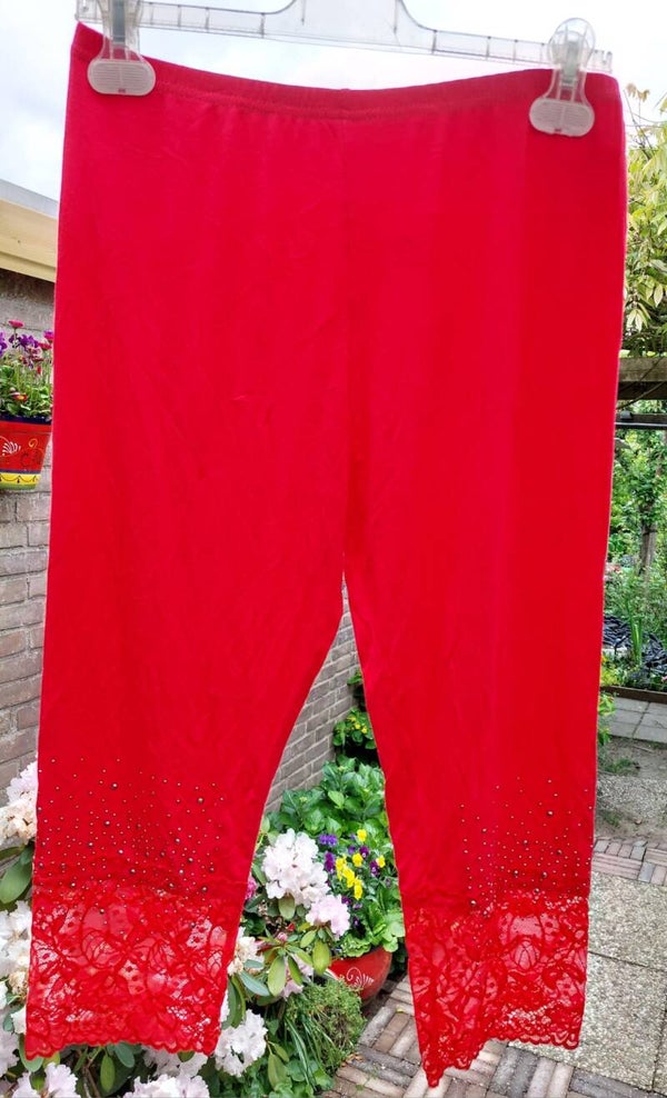 Korte Legging met Kant en Strass-steentjes