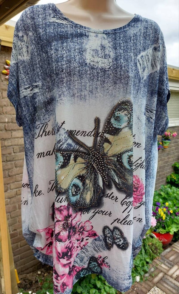 Vlinder Shirt met Strass-steentjes