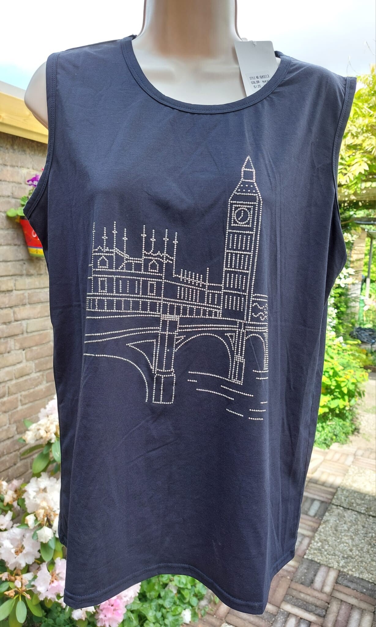 Shirt Mouwloos met Strass-steentjes