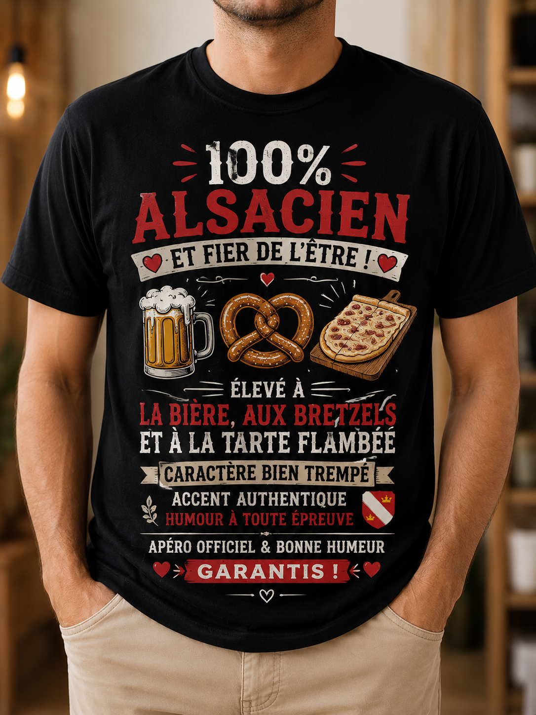 Tee-shirt Humoristique “100% Alsacien” 🍺🥨