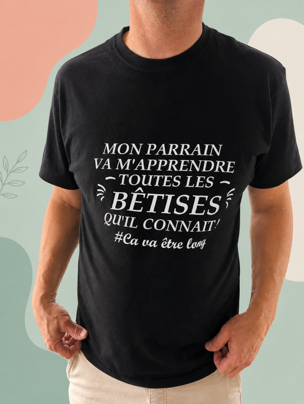 👕 T-shirt humoristique Parrain – Cadeau original et plein d’humour🤣