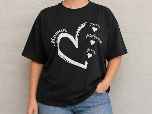 Tee-shirt “Cœur Maman” personnalisé ❤️