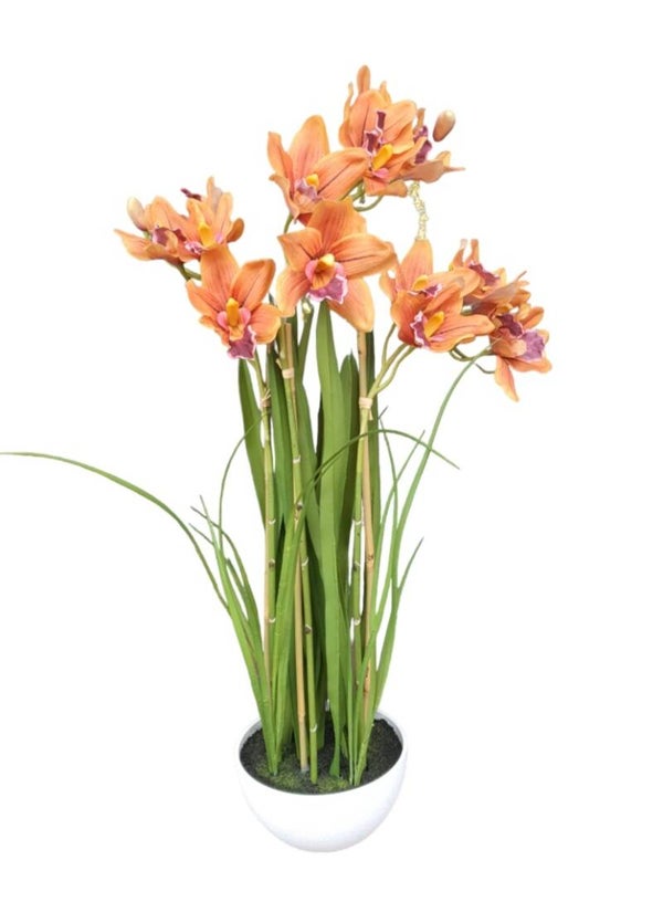 Mica Decorations Kunstplant Cymbidium oranje H91x D46cm