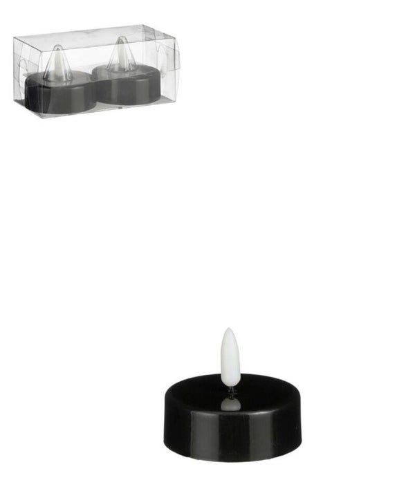 MICA DECORATIONS THEELICHT LED ZWART 2 PIECES- H4,6XD5,8CM