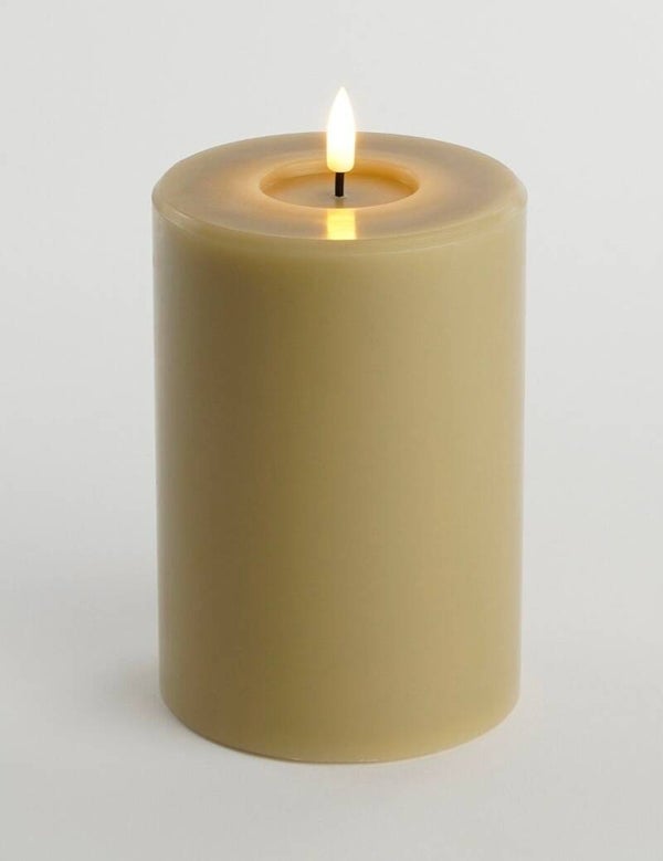 MICA DECORATIONS LED KAARS - H15 X Ø10 CM - WAX - TAUPE