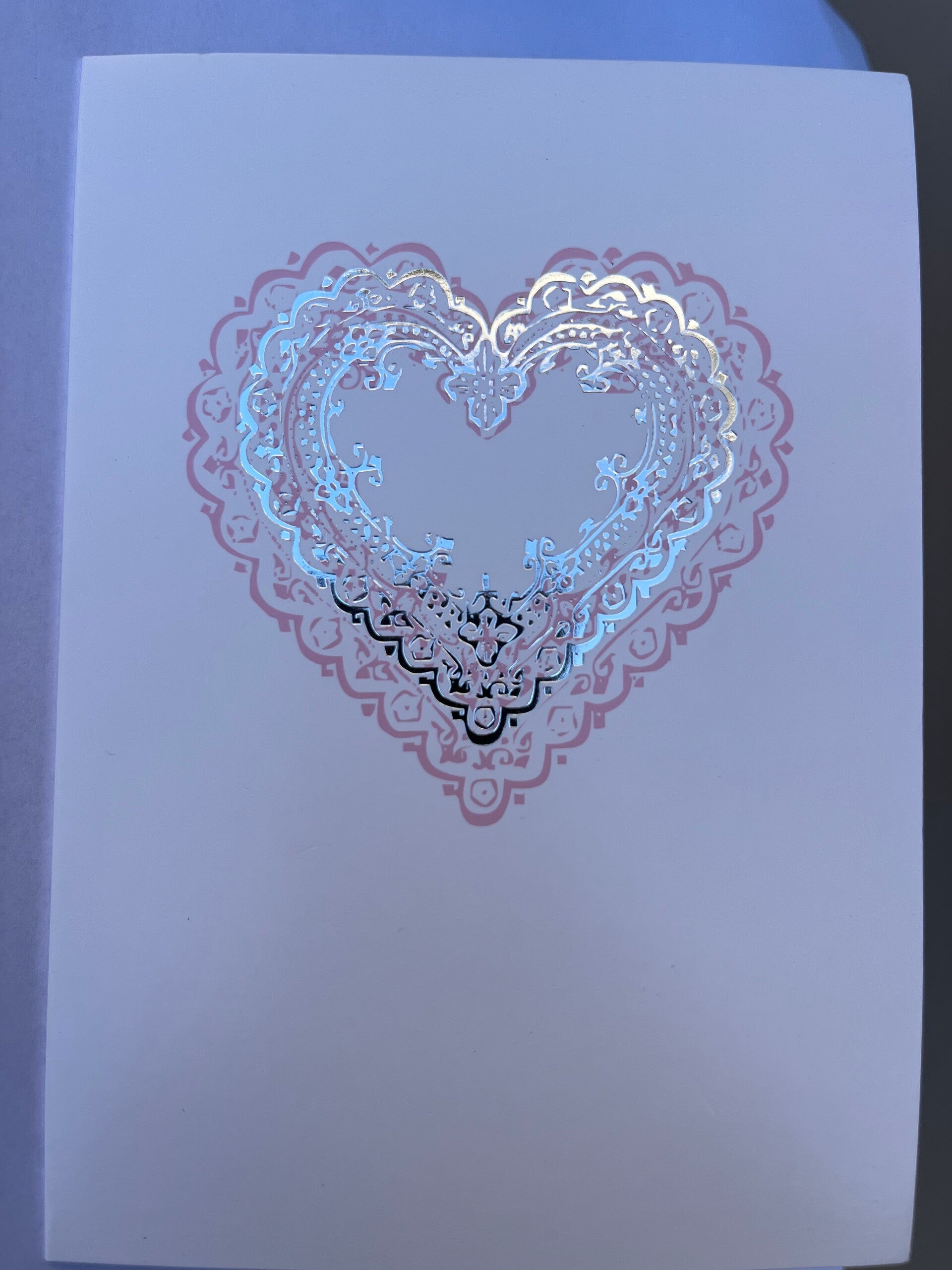 Trouwkaart – Hart met zilverfolie