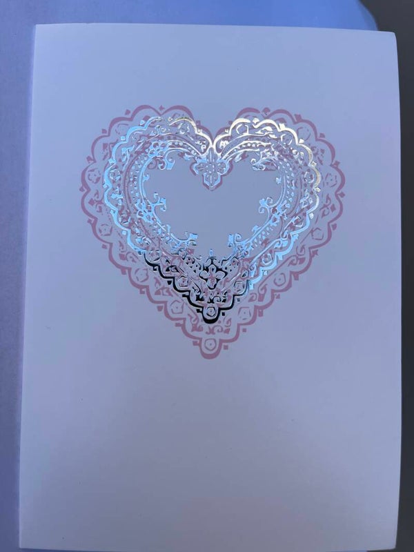 Trouwkaart – Hart met zilverfolie