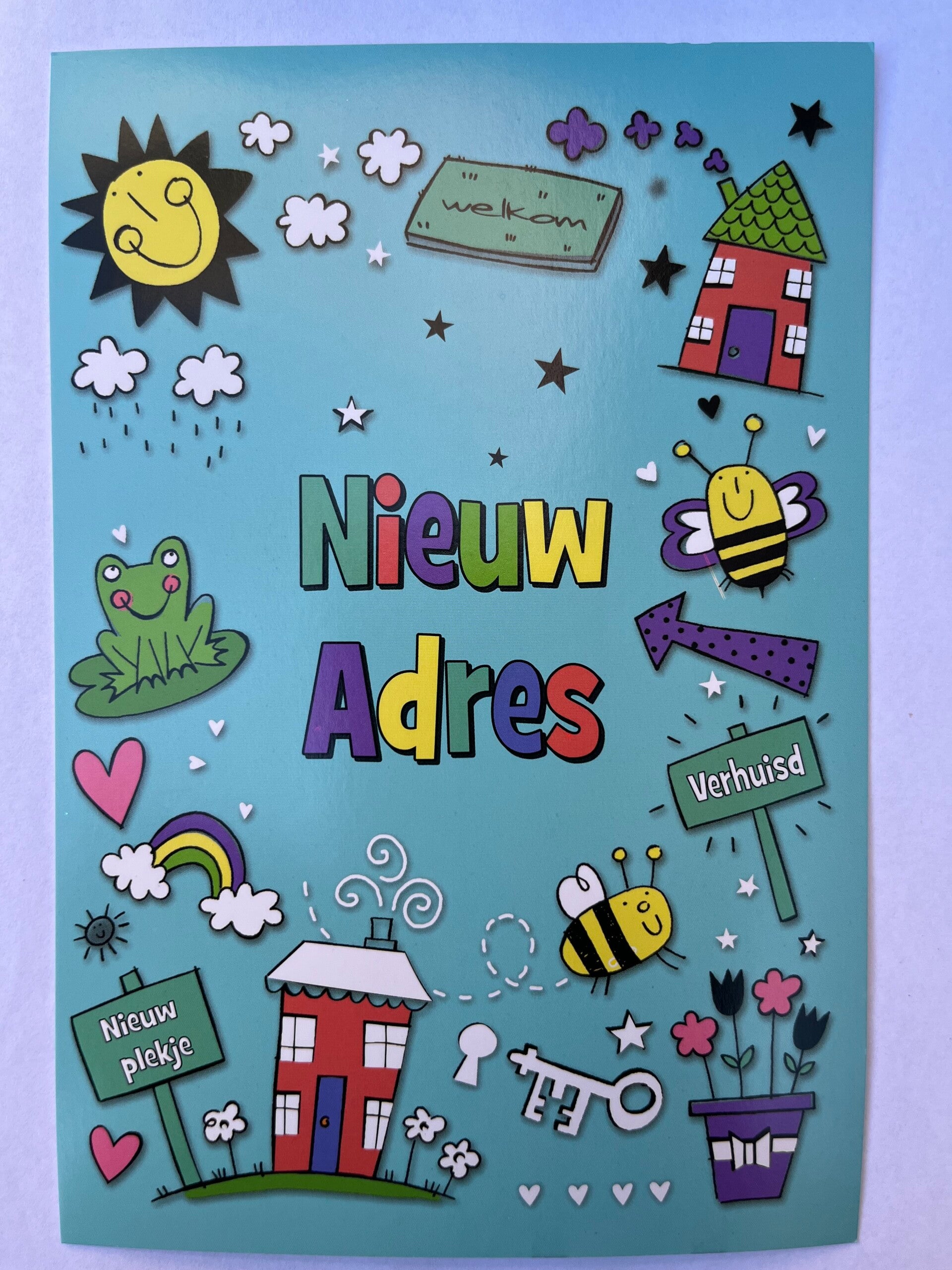 Nieuw adres kaart – Vrolijk en kleurrijk - 8 stuks