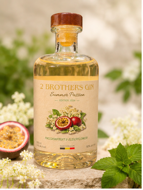 2 Brothers Gin Summer Edition 2026 – Belgische premium gin met passievrucht, vlierbloesem & citroenmelisse