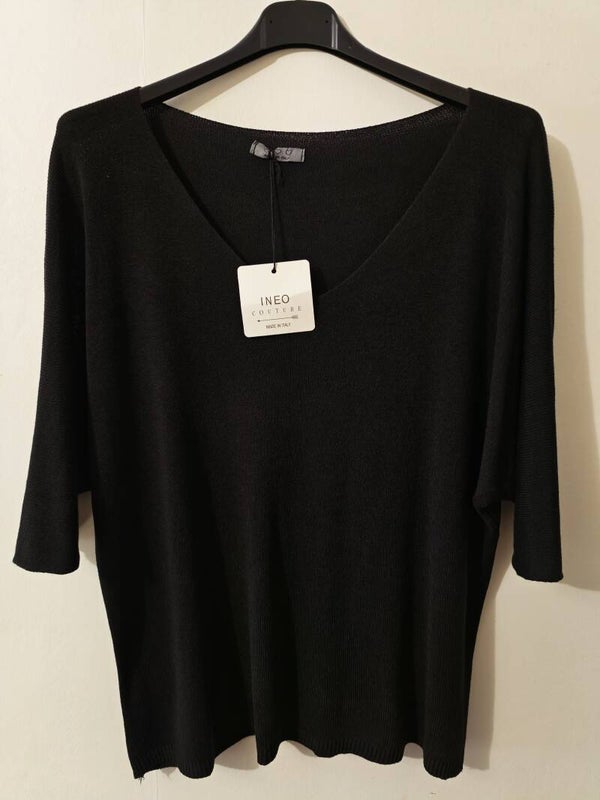 Pull noir manches mi-longues
