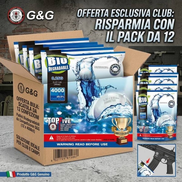 Cartone 12 pezzi G&G PALLINI BIO 0.25G BIANCHI (G&G BIO 0.25)