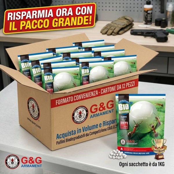 Cartone 12 Pezzi G&G PALLINI BIO 0.28g BIANCHI (G&G BIO 0.28) G&G ARMAMENT