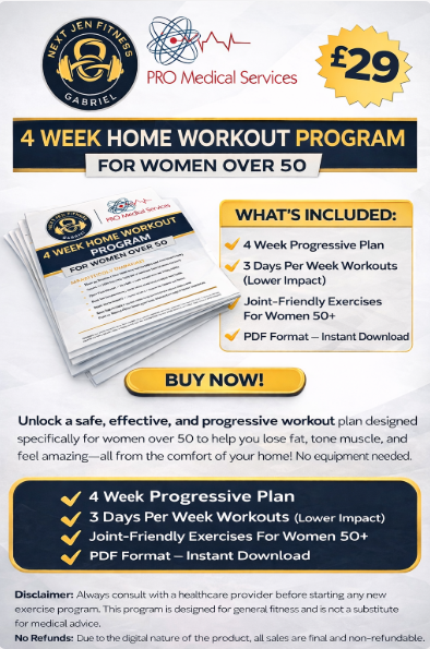 4 Week Home Workout Program for Women Over 50 – Fat Loss & Toning (Digital Download)