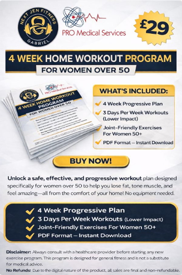 4 Week Home Workout Program for Women Over 50 – Fat Loss & Toning (Digital Download)