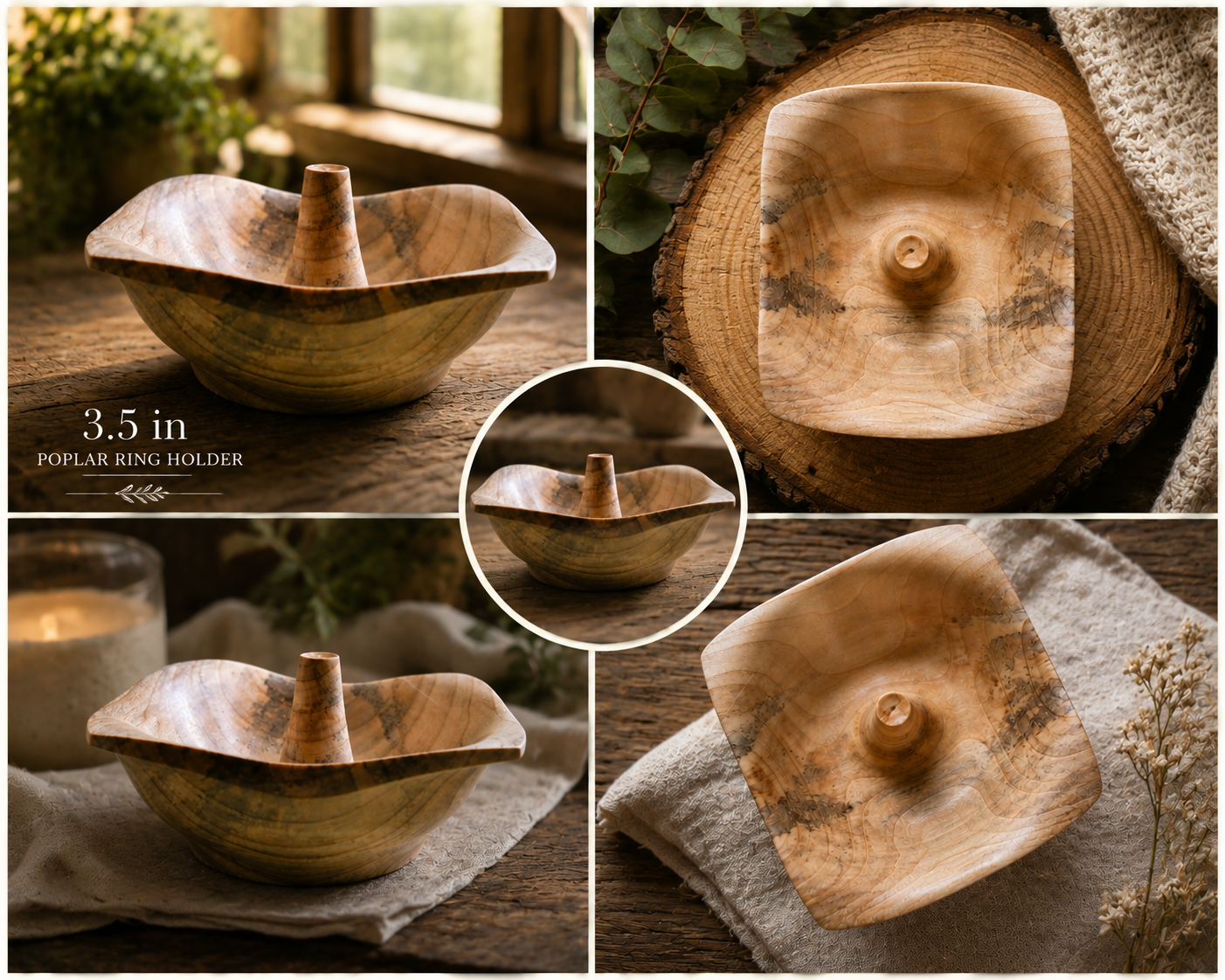Handcrafted Poplar Ring Bowl
