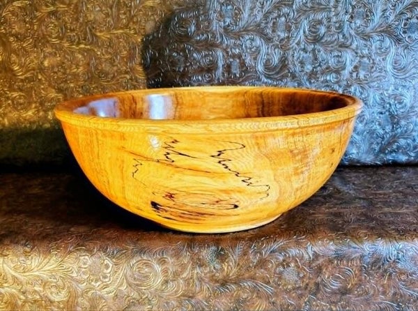 13.5"  Spalted Oak Hand-Turned Salad Bowl