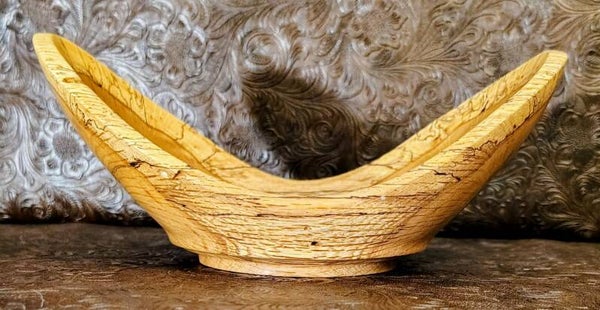 Spalted Oak Wooden Bowl – Hand Carved Natural Wood Centerpiece – Farmhouse Decor