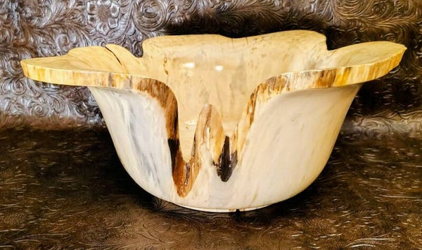 Hand-Carved Natural Edge Wooden Bowl – One-of-a-Kind Artisan Centerpiece. 11.5 (W) in x 4.5(T )in