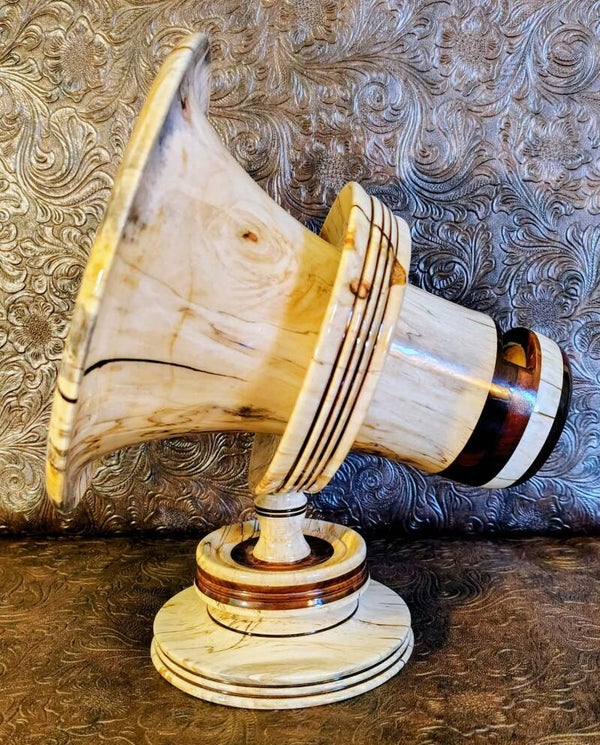 Handcrafted Acoustic Cell Phone Speaker – Spalted Maple & Bolivian Rosewood