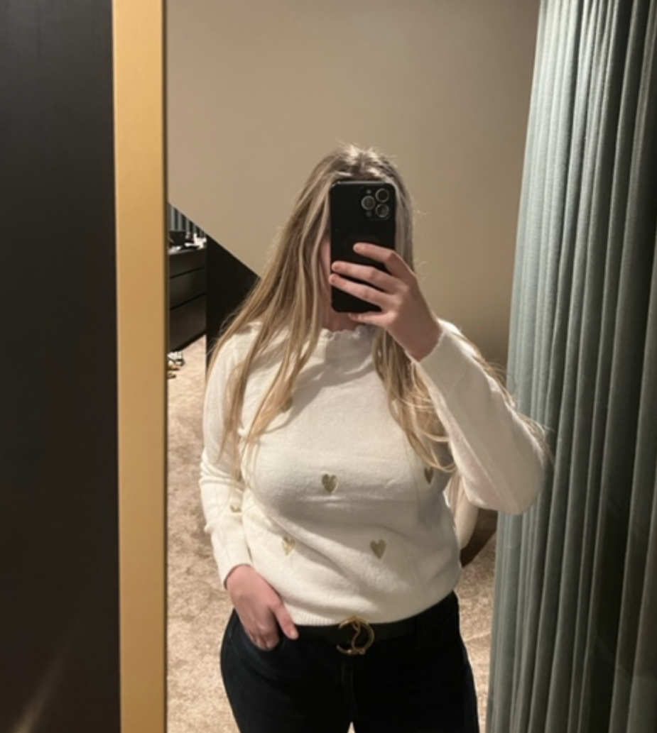 Golden Hearts Sweater - White