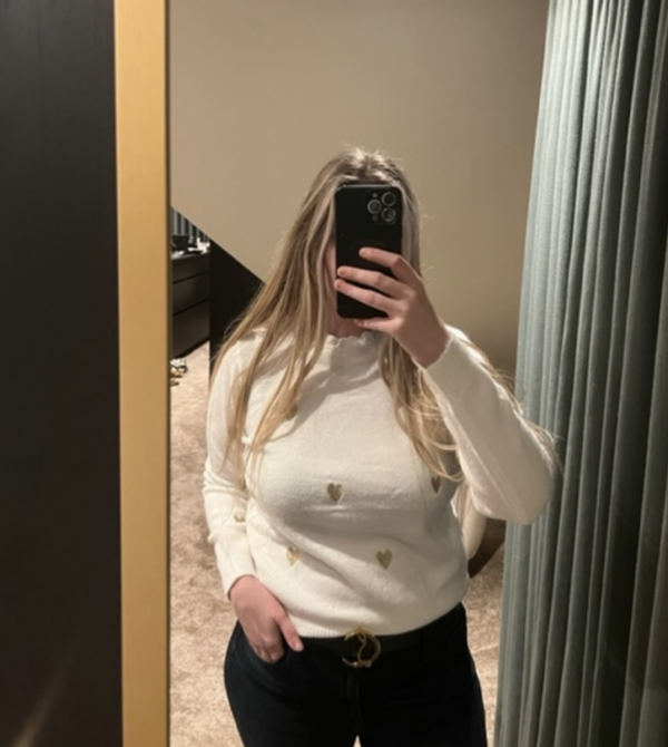 Golden Hearts Sweater - White
