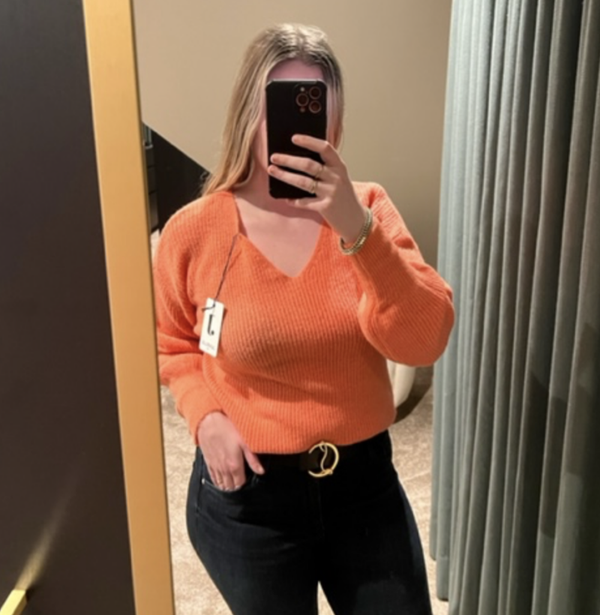 V-neck Sweater - Orange