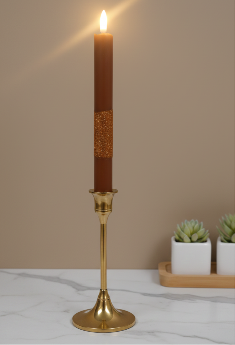 LED Dinerkaars - Bruin met brons glitter