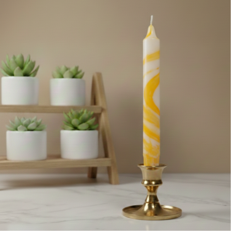 Dinerkaars Marble | Geel, wit