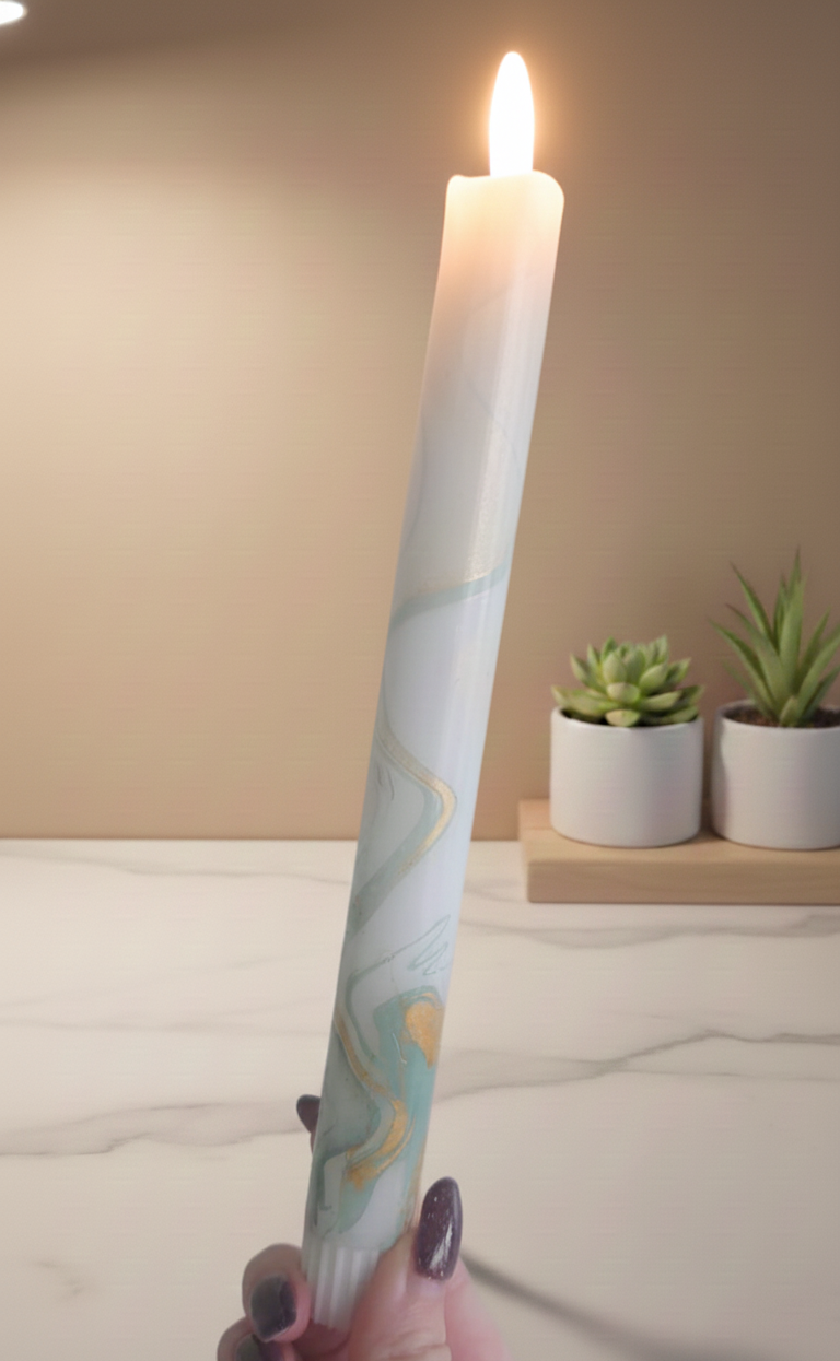 LED Dinerkaars - Marble pastel groen, goud & wit