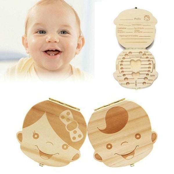 COFANETTO CUSTODIA PORTA DENTINI IN LEGNO E CORDONE OMBELLICALE