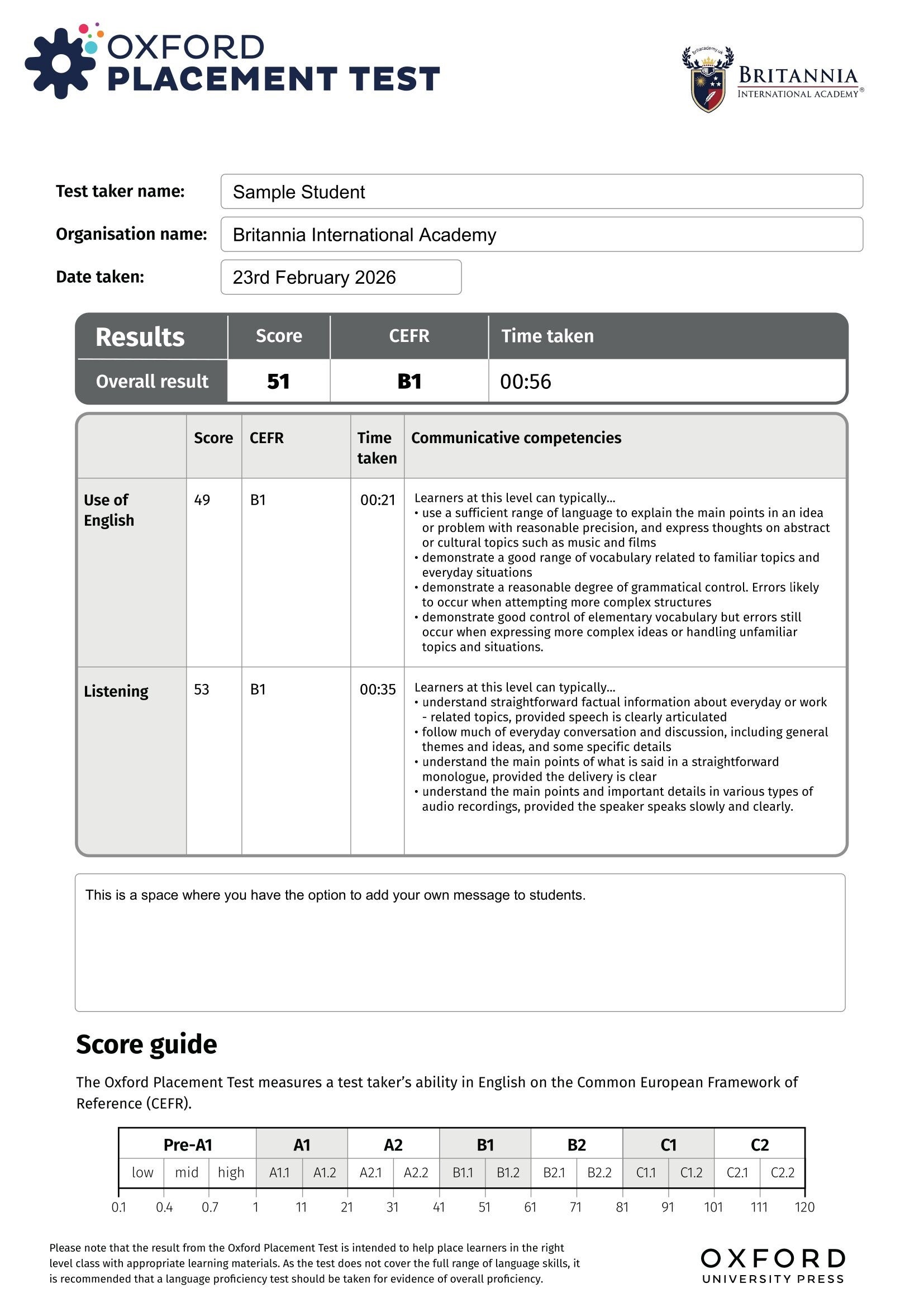 Oxford Placement Test for Adults