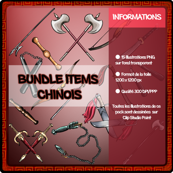 ⚔️ Pack Complet : 15 Armes Chinoises