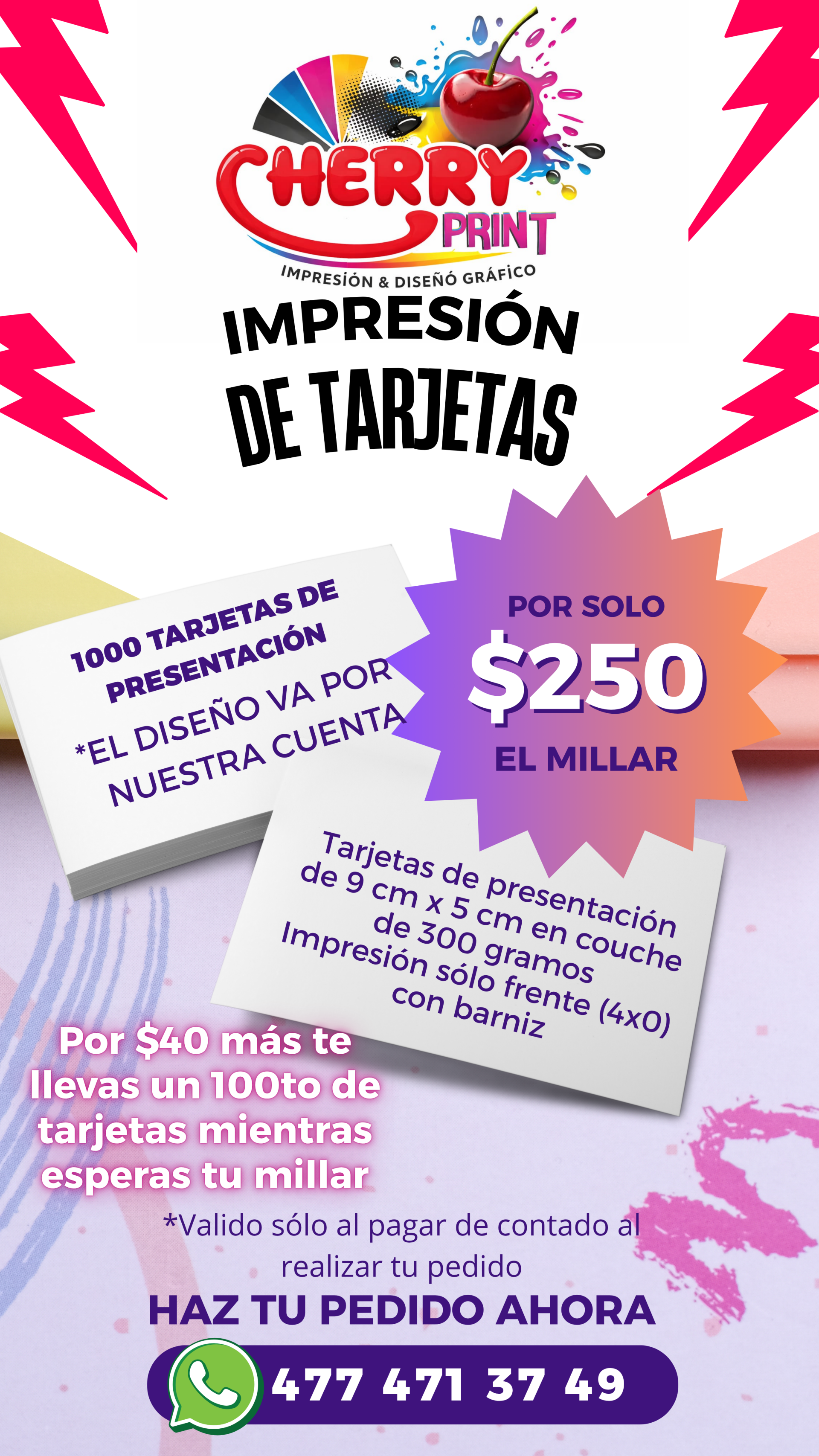 Millar de tarjetas de presentación 4x0