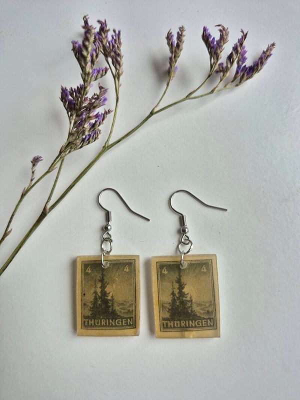 Postal stamp earrings