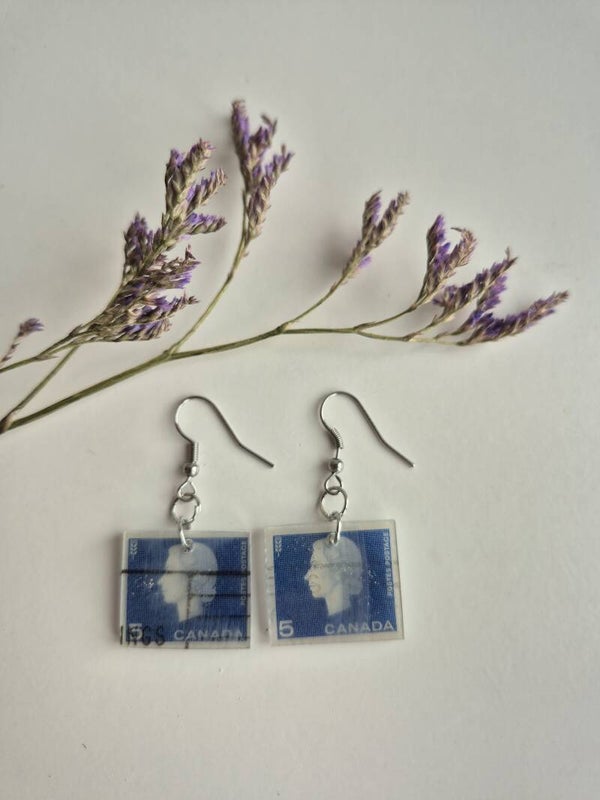 Postal stamp earrings