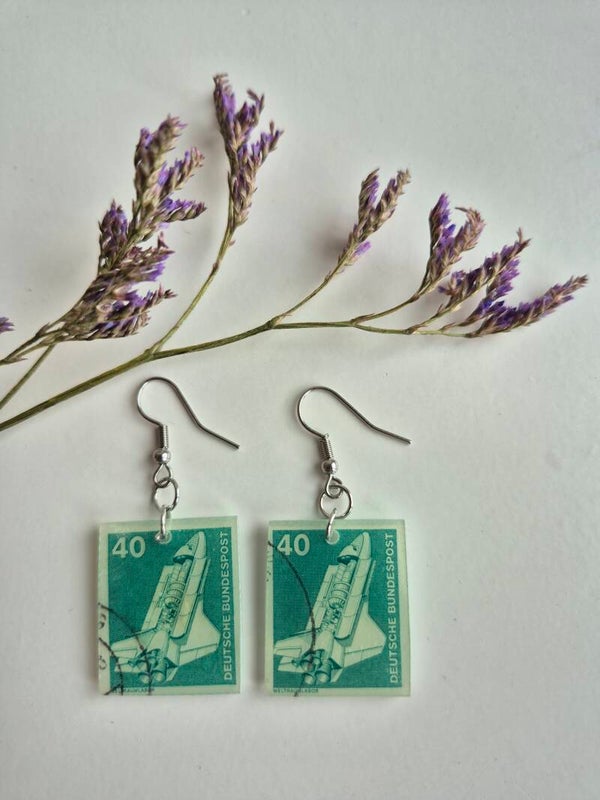 Postal stamp earring