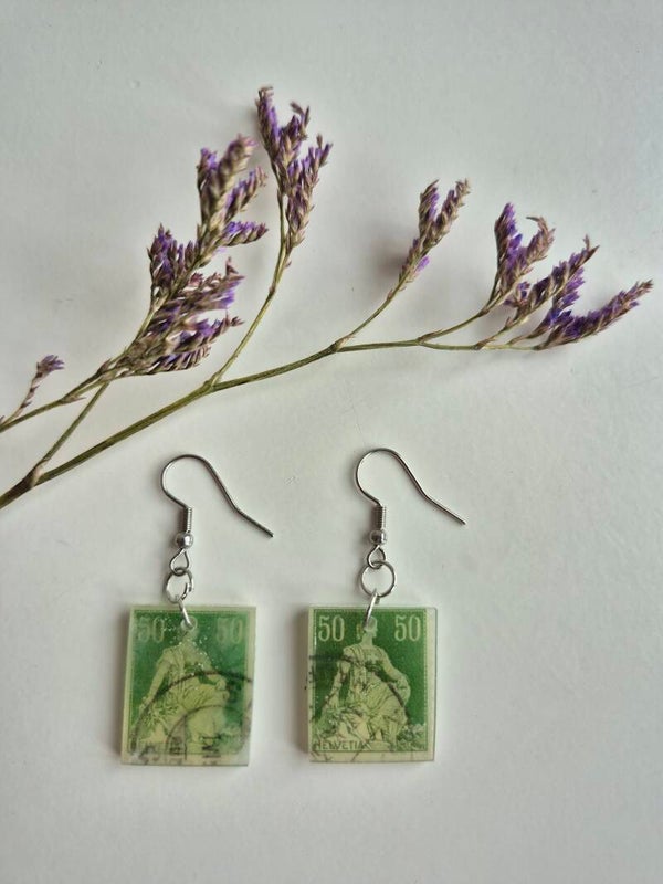 Postal stamp earring