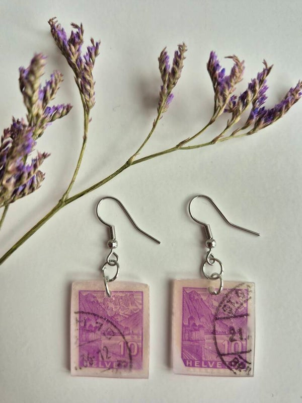 Postal stamp earring